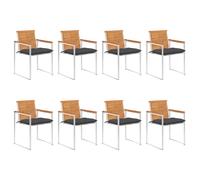 vidaXL Chaises de jardin 8 pcs. avec coussins bois massif acacia