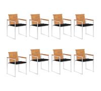 vidaXL Chaises de jardin lot de 8 avec coussins Bois d'acacia solide