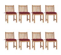 vidaXL Chaises de jardin lot de 8 avec coussins - Bois de teck massif