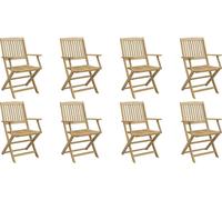 vidaXL Chaises de jardin, lot de 8, pliables, 54 x 61 x 88 cm, bois massif d'acacia