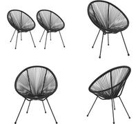 vidaXL Chaises de jardin Moon 2 pcs. Rotin noir - Chaise de lune - Chaises de lune - Chaise longue - Chaise de relaxation