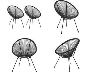 vidaXL Chaises de jardin Moon 2 pcs. Rotin noir - Chaise de lune - Chaises de lune - Chaise longue - Chaise de relaxation