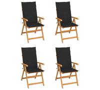 vidaXL Chaises de jardin - Noir Teck Solide