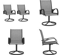 vidaXL Chaises de jardin pivotantes 2 pcs. Textilene and Stahl Grau - Chaise de jardin - Chaises de jardin - Chaise pivotante - Chaises pivotantes