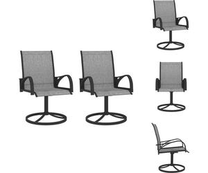 vidaXL Chaises de jardin pivotantes 2 pcs. Textilene and Stahl Grau - Chaises de jardin
