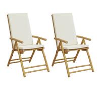 vidaXL Chaises de jardin Pliables Réglables 2 pcs. avec coussins Bambou