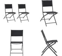 vidaXL Chaises de jardin pliantes 2 pcs acier et textilène - Chaise d'extérieur - Chaises d'extérieur - Chaise de jardin - Chaises de jardin