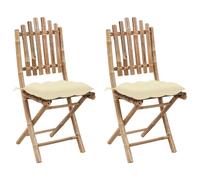 vidaXL Chaises de jardin pliantes 2 pcs. avec coussin bambou