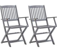 vidaXL Chaises de jardin pliantes 2 pièces avec coussin – Bois massif d'acacia