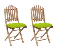 vidaXL Chaises de jardin pliantes 2 pcs. avec coussins bambou