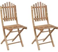 vidaXL Chaises de jardin pliantes 2 pcs. avec coussins bambou