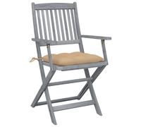 vidaXL Chaises de jardin pliantes 2 pcs. avec coussins en bois massif d'acacia