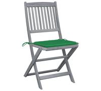 vidaXL Chaises de jardin pliantes 2 pcs. avec coussin en bois massif d'acacia