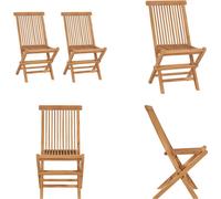 vidaXL Chaises de jardin pliantes 2 pcs. Bois massif teck - Chaise de salle à manger de jardin - Chaise de salle à manger de jardin - Chaise de jardin