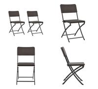 vidaXL Chaises de jardin pliantes 2 pcs. HDPE et acier Marron - Chaise pliante - Chaises pliantes - Chaise d'extérieur - Chaises d'extérieur