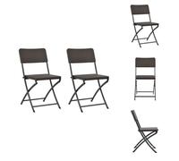 vidaXL Chaises de jardin pliantes 2 pcs. HDPE et acier Marron - Chaises de jardin