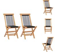 vidaXL Chaises de jardin pliantes 2 pcs. Teck massif et corde - Chaises de jardin
