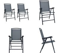 vidaXL Chaises de jardin pliantes 2 pcs. Textilene Gris - Chaise de jardin - Chaises de jardin - Chaise pliante