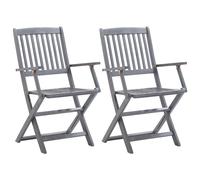 vidaXL Chaises de jardin pliantes 2 pièces avec coussin en bois massif d'acacia