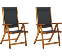 vidaXL Chaises de jardin pliantes 2 pièces Bois d'acacia massif et Textilène