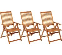vidaXL Chaises de jardin pliantes 3 pcs. avec coussins en bois massif d'acacia