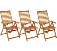 vidaXL Chaises de jardin pliantes 3 pcs avec coussins en bois massif d'acacia