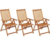 vidaXL Chaises de jardin pliantes 3 pièces en acacia massif avec coussins