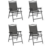 vidaXL Chaises de jardin pliantes 4 pcs. Acier gris et textilène