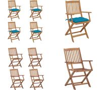 vidaXL Chaises de jardin pliantes 4 pcs. avec coussin Bois massif Acacia - Chaise de jardin - Chaises de jardin - Chaise pliante