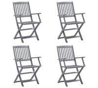 vidaXL Chaises de jardin pliantes 4 pièces avec coussins en bois massif d'acacia