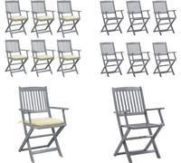 vidaXL Chaises de jardin pliantes 6 pcs. avec coussin Bois massif Acacia - Chaise de jardin - Chaise de jardin en bois - Holz Gartenstühle
