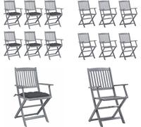 vidaXL Chaises de jardin pliantes 6 pcs. avec coussin Bois massif Acacia - Chaise de jardin - Chaise de jardin en bois - Holz Gartenstühle