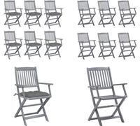 vidaXL Chaises de jardin pliantes 6 pcs. avec coussin Bois massif Acacia - Chaise de jardin - Chaise de jardin en bois - Holz Gartenstühle