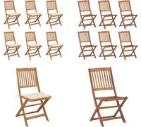 vidaXL Chaises de jardin pliantes 6 pcs. avec coussin Bois massif Acacia - Chaise de jardin - Chaise pliante - Chaises pliantes
