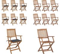 vidaXL Chaises de jardin pliantes 6 pcs. avec coussin Bois massif Acacia - Chaise de jardin - Chaises de jardin - Chaise pliante