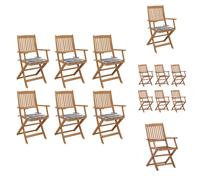 vidaXL Chaises de jardin pliantes 6 pcs. avec coussins bois massif acacia - Chaises de jardin