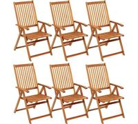 vidaXL Chaises de jardin pliantes en bois massif d'acacia avec coussins – Lot de 6