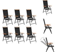 vidaXL Chaises de jardin pliantes 6 pcs. Textilène Noir - Chaises de jardin