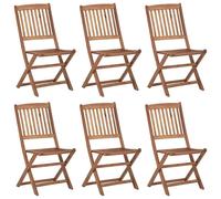 vidaXL Chaises de jardin pliantes 6 pièces avec coussins en bois massif d'acacia