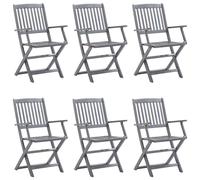 vidaXL Chaises de jardin pliantes 6 pièces en bois massif d'acacia avec coussins
