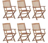 vidaXL Chaises de jardin pliantes 6 pièces avec coussins en bois massif d'acacia