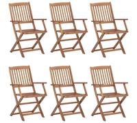 vidaXL Chaises de jardin pliantes 6 pièces avec coussins en bois massif d'acacia