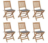 vidaXL Chaises de jardin pliantes 6 pièces avec coussins en bois massif d'acacia