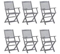 vidaXL Chaises de jardin pliantes 6 pièces avec coussins en bois massif d'acacia