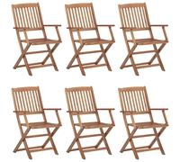 vidaXL Chaises de jardin pliantes 6 pièces avec coussins en bois massif d'acacia