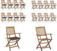vidaXL Chaises de jardin pliantes 8 pcs. avec coussin Bois massif Acacia - Chaise de jardin - Chaises de jardin - Chaise pliante