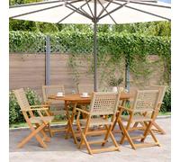 vidaXL Chaises de jardin pliantes acacia et rotin - Lot de 6 beige