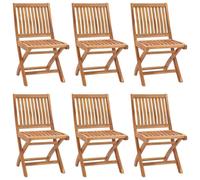 vidaXL Chaises de jardin pliantes avec coussins 6 pcs. Bois massif teck