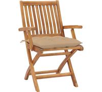 vidaXL Chaises de jardin pliantes avec coussins 6 pcs. Bois massif teck