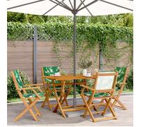 vidaXL Chaises de jardin 4 pcs. Pliable Vert Tissu et bois massif